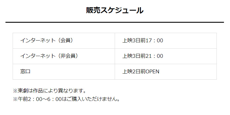 チケットはいつから買えますか 松竹マルチプレックスシアターズ